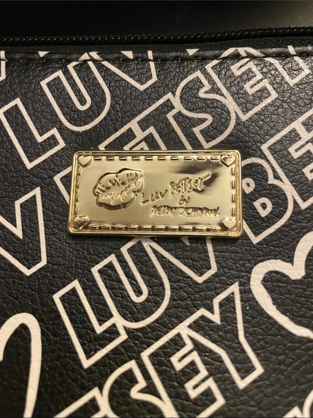 Betsey Johnson Black and White Luv Wristlet Clutch